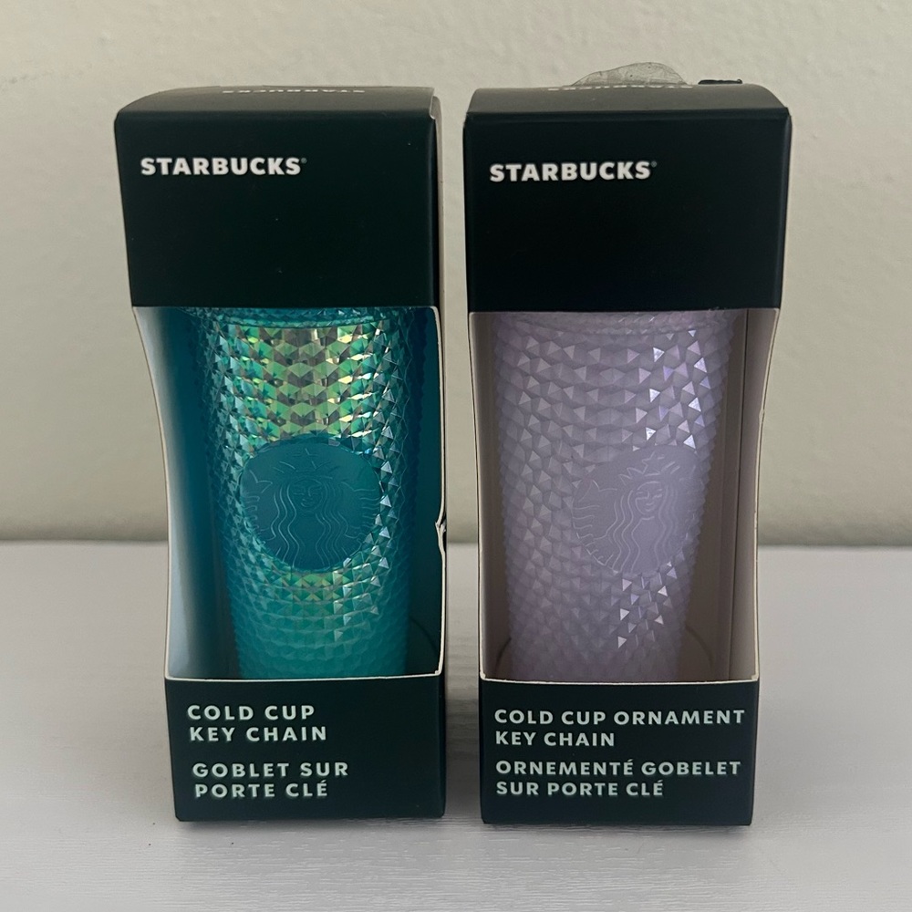 Starbucks Teal & Lavender Iridescent Cup Key Chain / Ornament Lot
